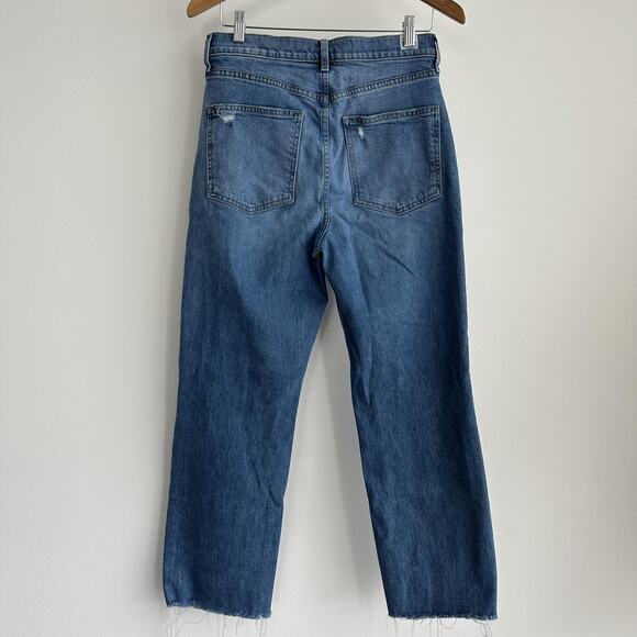Frank & Eileen Jeans Womens 30 Blue Monaghan High Rise Straight Distressed Crop - Picture 4 of 9